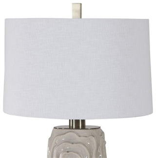 Uttermost Zade Ceramic Fabric and Iron Table Lamp in Warm Gray