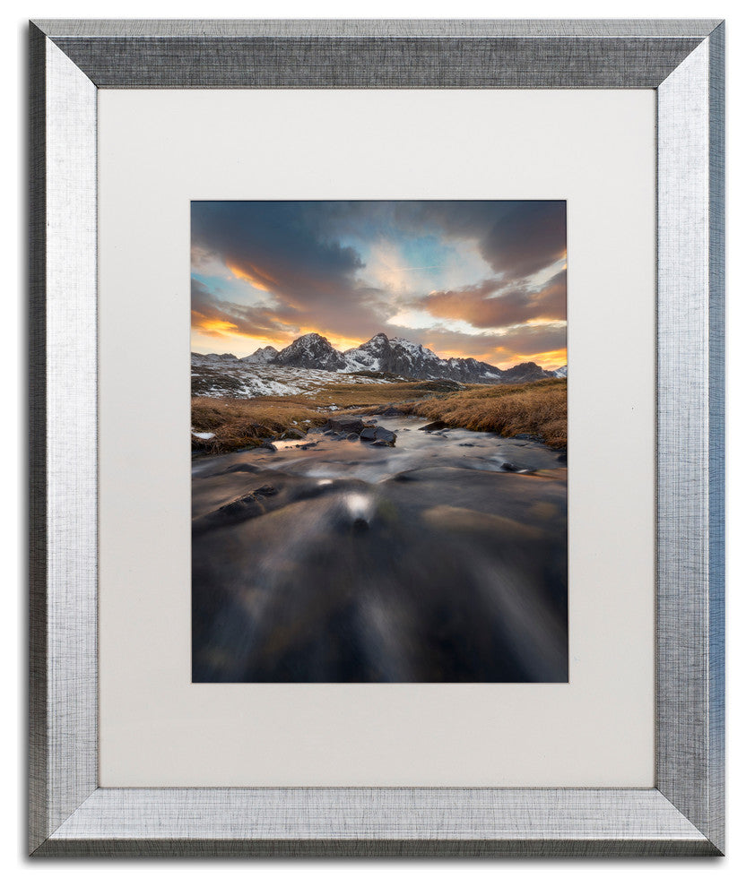 Mathieu Rivrin 'Power Of Mountains' Matted Art, Silver Frame, White, 20x16