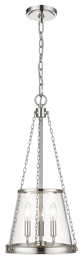 Zlite 341P12-PN 3-Light Pendant, Clear