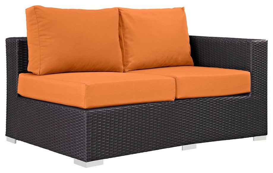 Espresso Orange Convene Outdoor Patio Right Arm Loveseat