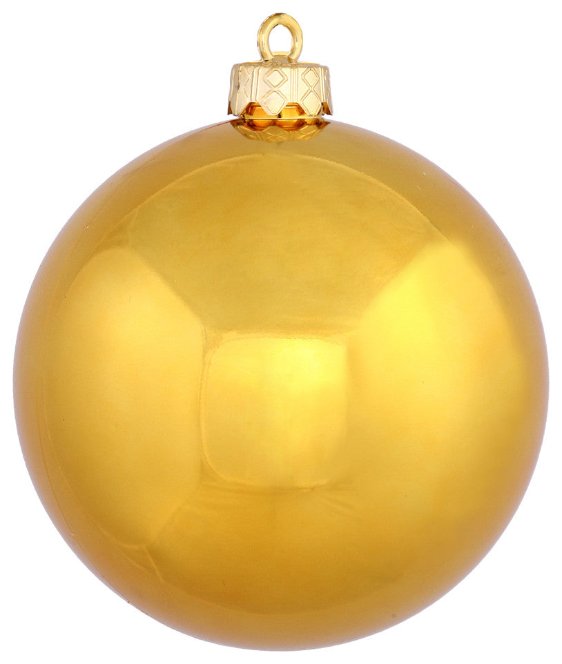 Vickerman N591030Dsv 4" Antique Gold Shiny Ball Ornament, 6 Per Bag