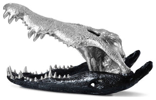 Crocodile Skull, Black/Silver Leaf