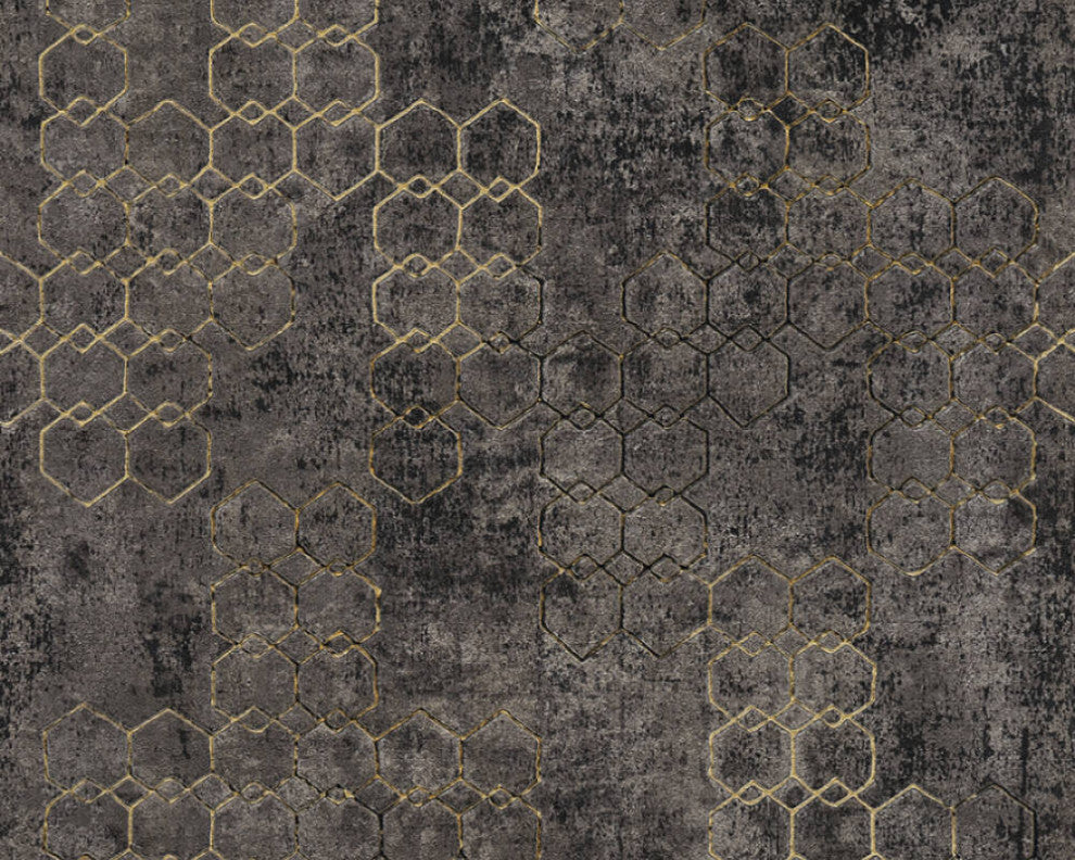 Sample, Geometric Textured Wallpaper Featuring Honeycomb Pattern, 374246