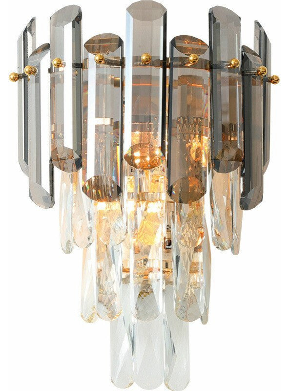 Cordoba | Smokey gray crystal wall lamp, Clear Crystal
