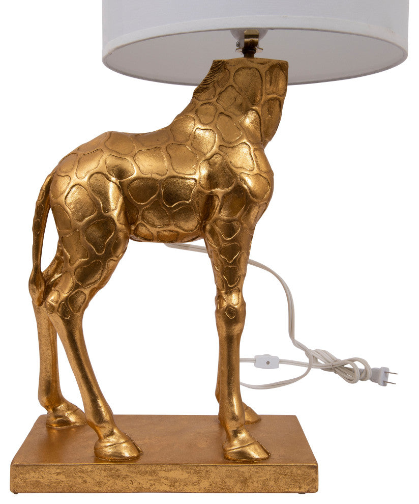 Giraffe Lamp With Linen Shade, Gold