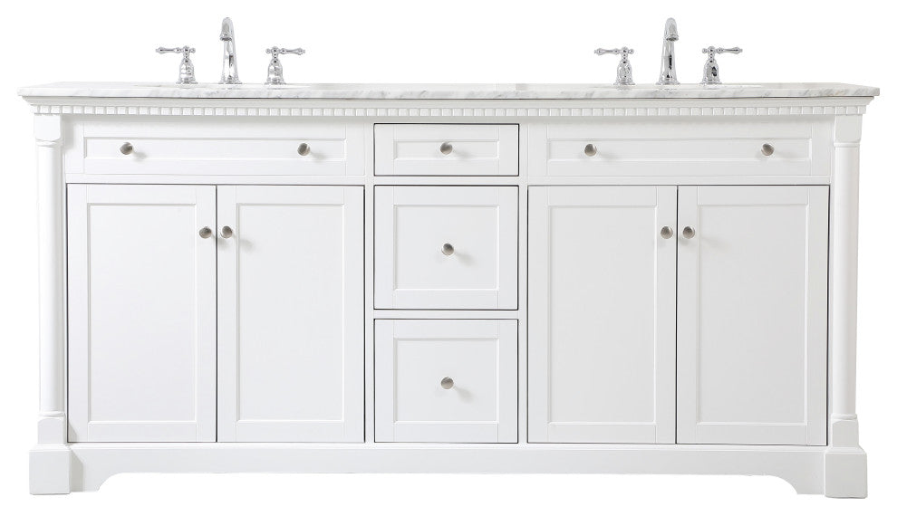 Home Living 21.5" Transitional Black-Light Bathroom Vanity, White, 72