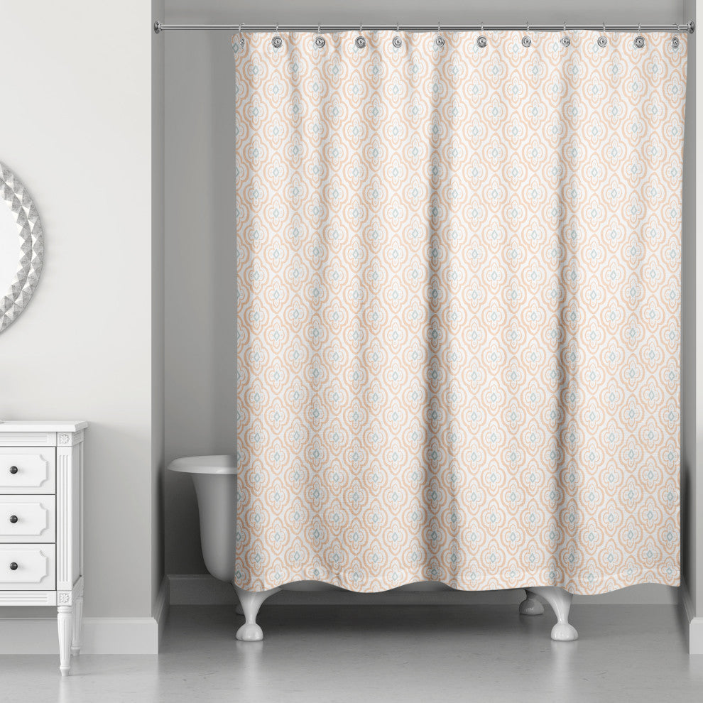Orange Quatre on White 71x74 Shower Curtain