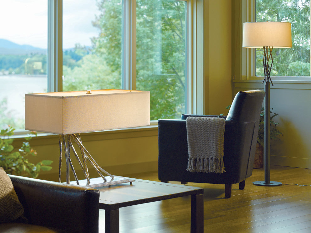 Brindille Floor Lamp, Dark Smoke Finish, Natural Anna Shade