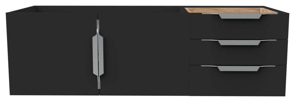 CastelloUSA Alpine 48" Wall Mounted Vanity, Base Only, Black, Brushed Nickel