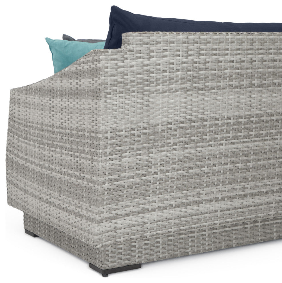 Cannes Deluxe 8 Piece Aluminum Outdoor Patio Sofa and Club Chair Set, Blue