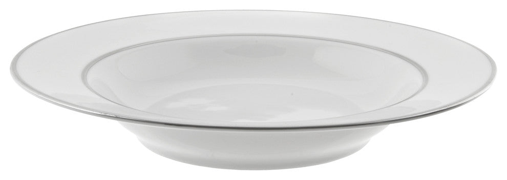 Double Line Rim Soup, Set of 6, Silver