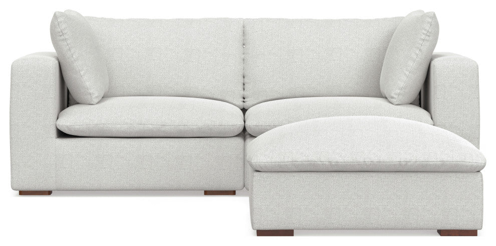 Jasmine 2-Seater Modular Sofa and Ottoman Set in Performance Fabric, Cloud Gray