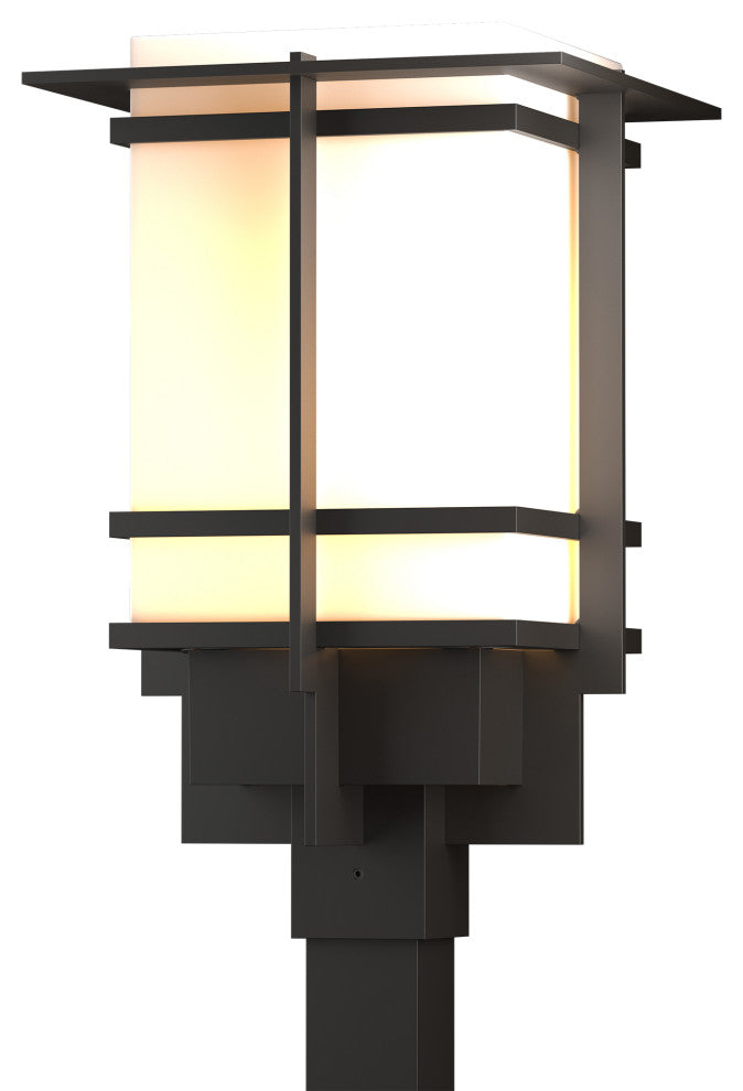 Tourou Large Outdoor Post Light, Coastal Oil Rubbed Bronze Finish, Opal Glass