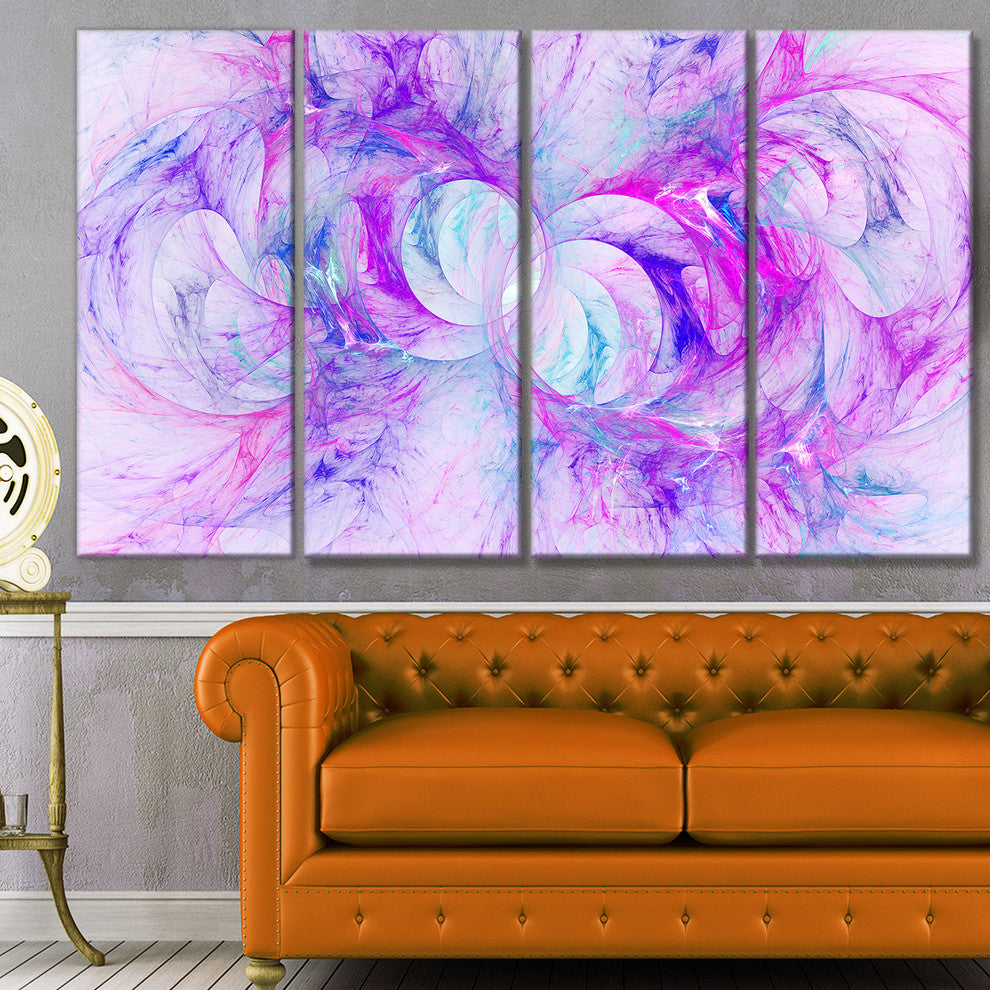 Light Purple Fractal Texture, Abstract Canvas Art Print, 48"x28", 4 Panels