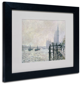 'The Thames Below Westminster' Matted Framed Canvas Art by Claude Monet