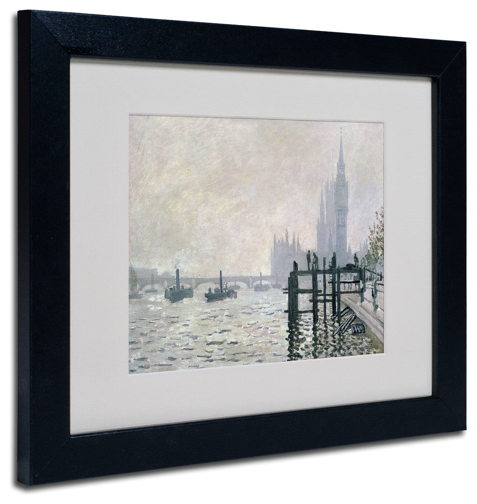 'The Thames Below Westminster' Matted Framed Canvas Art by Claude Monet