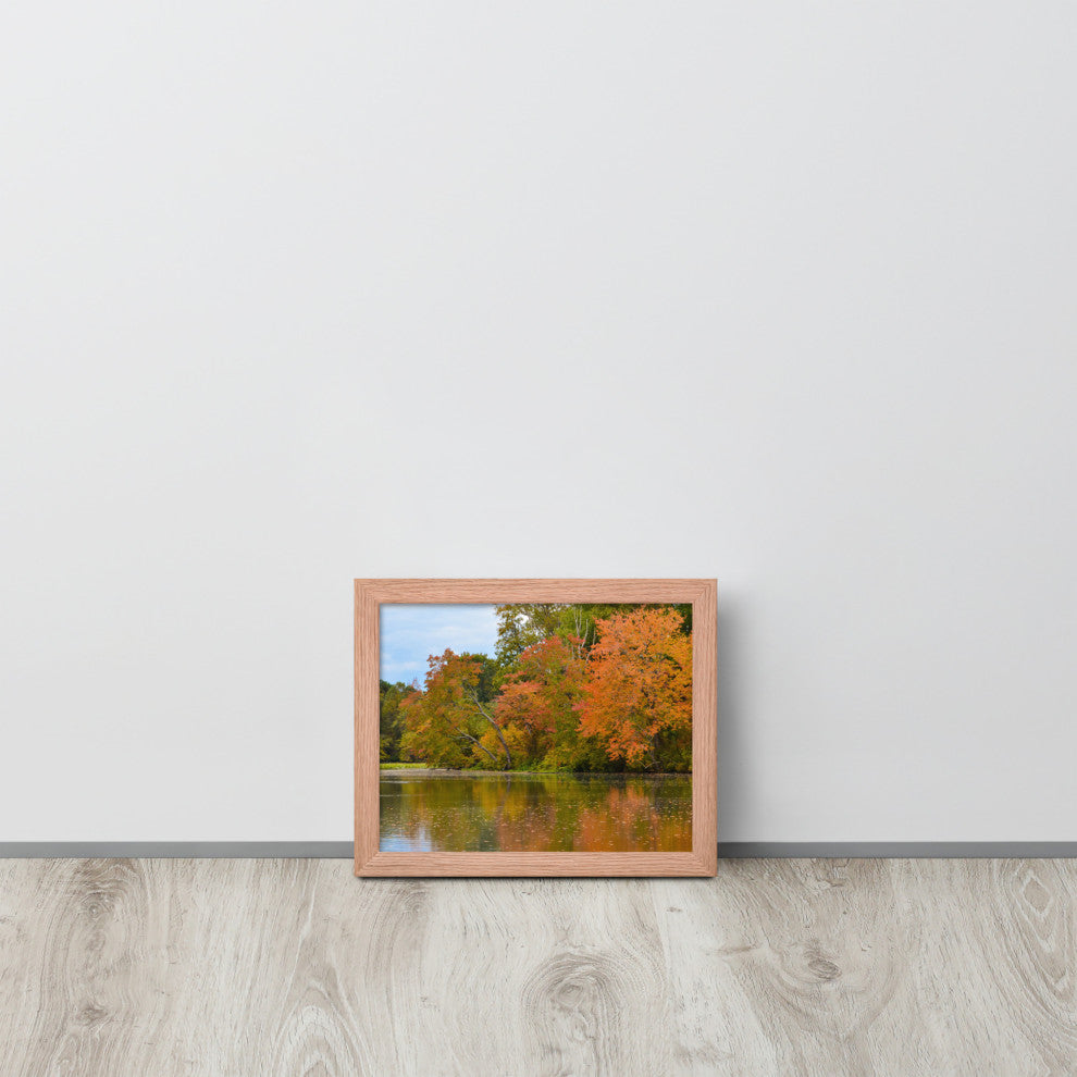 Autumn Tree Line Rural Landscape Framed Photo Paper Wall Art Prints, Red Oak, 8" X 10"