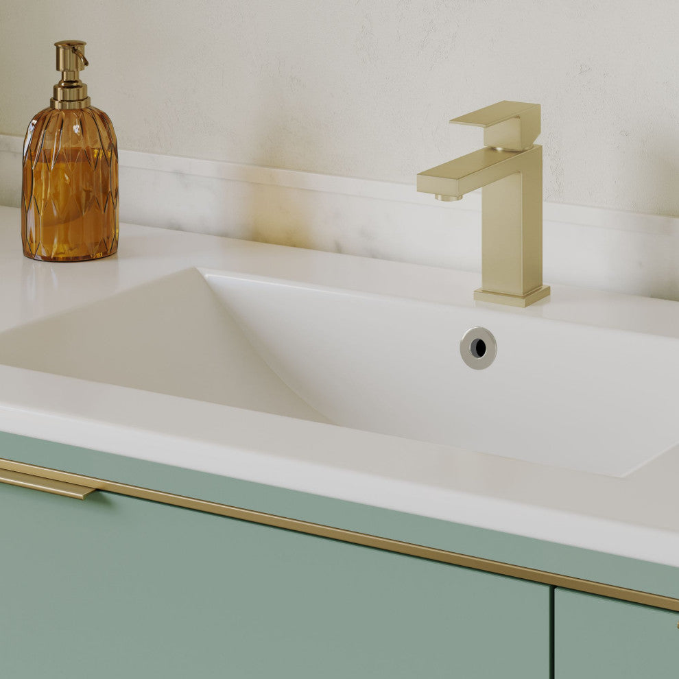 Bradford Bath Vanity, Green, 48", Satin Brass Hardware, Single Sink, Freestanding