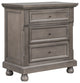 3-Drawer Wood Nightstand, Grey, 30'' Tall