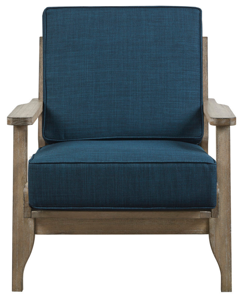 INK+IVY Malibu Reclaimed Wood Farmhouse Accent Chair, Navy Blue