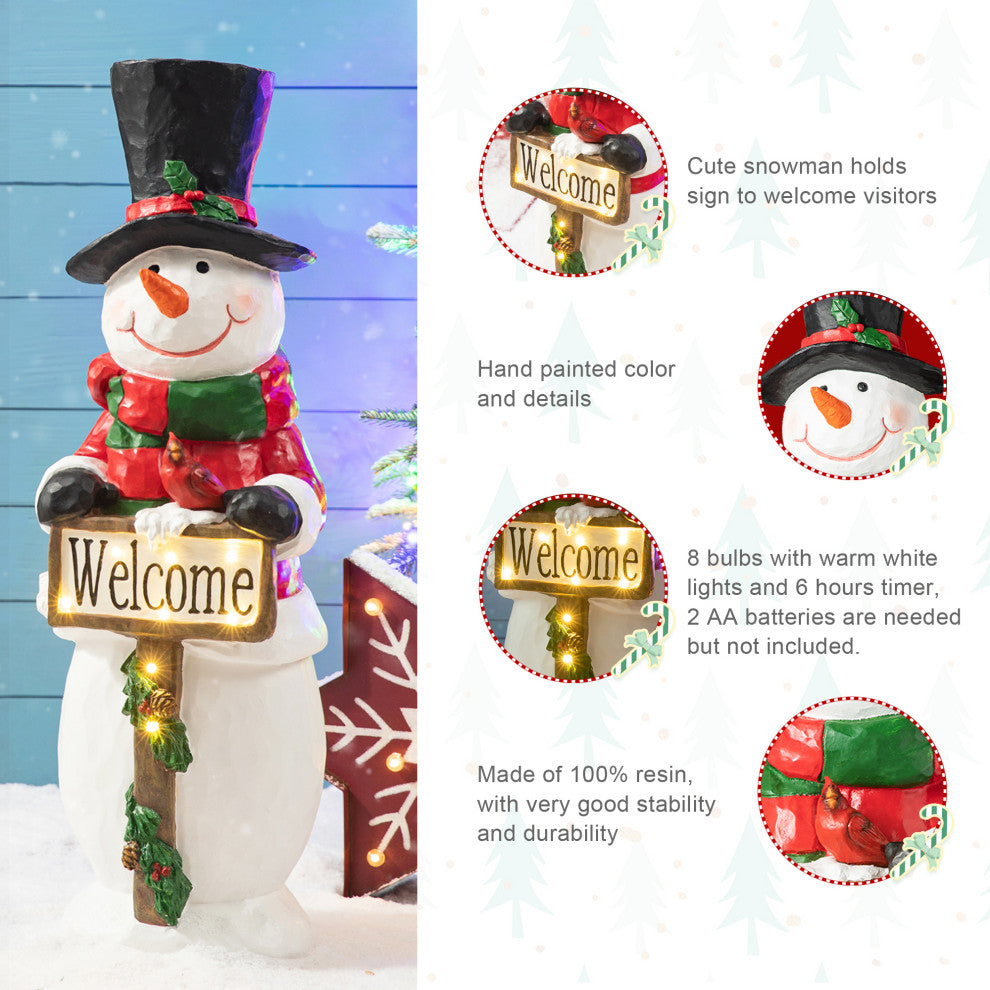 29.25"H Christmas Resin Snowman Porch Decor