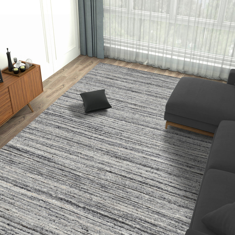Heaven Lumia Area Rug, Silver, 8' x 10', Striped