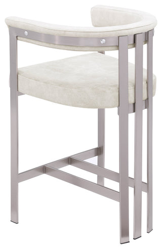 Marcello Upholstered Counter Stool, Stone, Velvet, Brushed Chrome