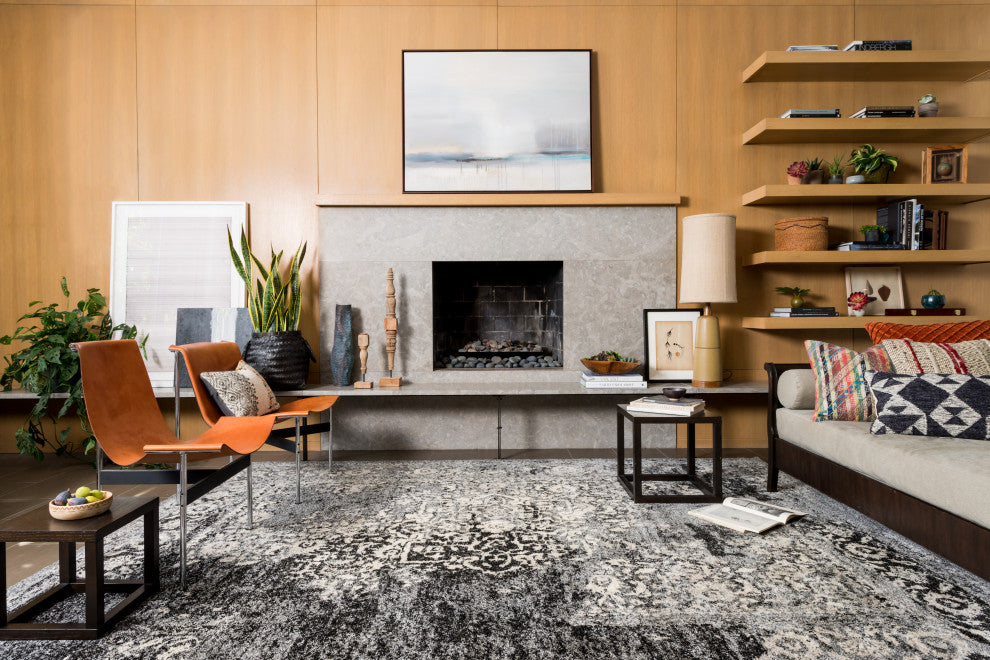 Black Ivory Stain/Fade Resistant Emory Area Rug by Loloi, 3'10"x5'7"