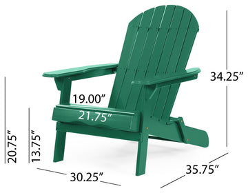 Cartagena Outdoor Acacia Wood Folding Adirondack Chair, Set of 2, Dark Green