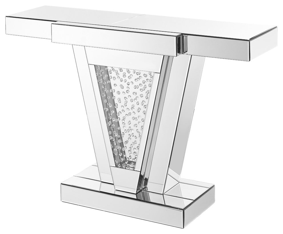 47" Rectangle Crystal Console Table, Clear Mirror Finish