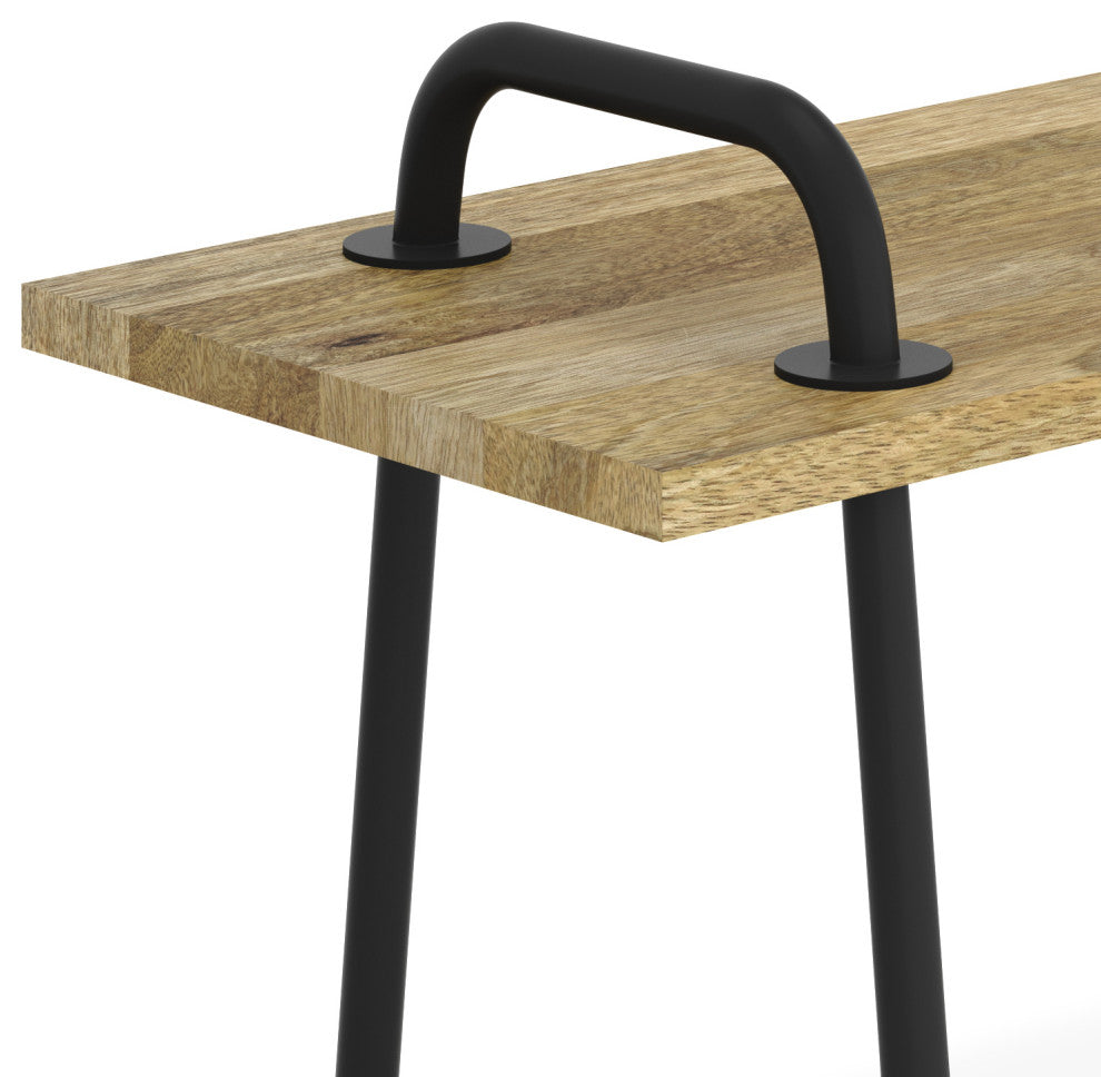 Berkeley Solid Mango Wood Small Entryway Bench, Natural