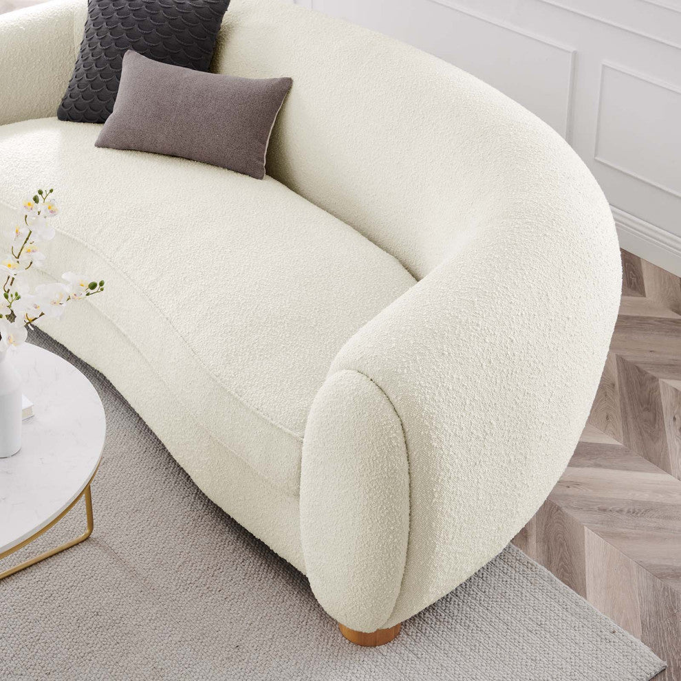 Sofa, Ivory White, Fabric, Modern, Living Lounge Cafe Hotel Lobby Hospitality