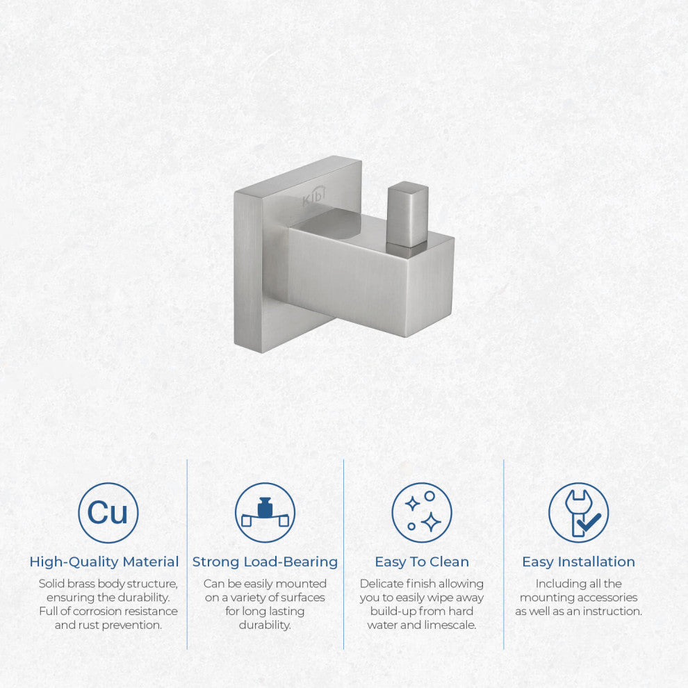Cube Bathroom Robe Hook KBA1501, Brush Nickel