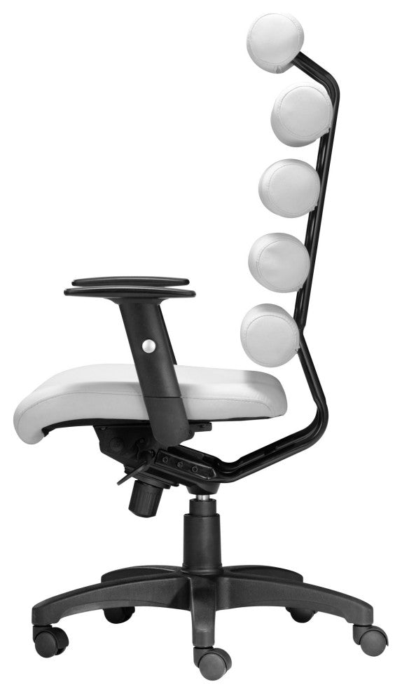 Computer Chair, Faux Vinyl Leather, Steel, White, Black, Home Business Office