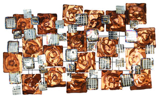 Hand Painted Etched Metal Wall Sculpture, Multi Color, Maze