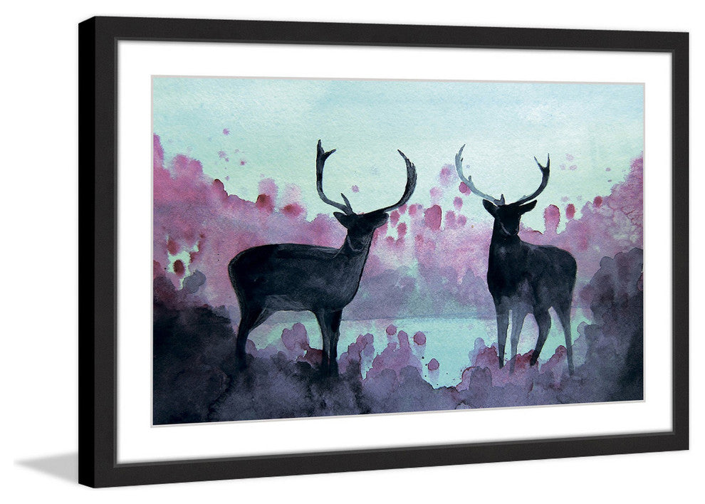 "Watercolor Moose" by Christine Lindstrom Framed Painting Print, 30x20