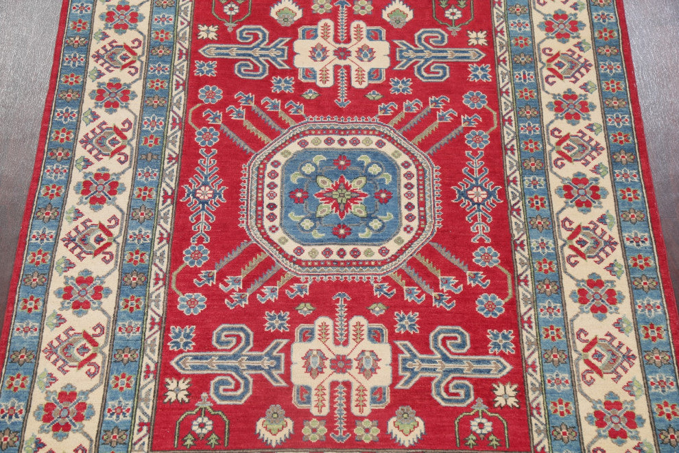 Kazak Carpet Handmade Oriental Traditional Pakistani Area Rug, Red, 7'9"x5'9