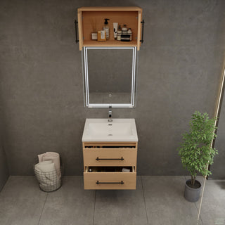 Victoria 24" Solid Wood Bath Vanity, Overhead Cabinet, Yellow Oak