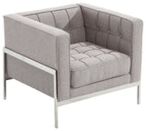 Andre Contemporary Chair In Gray Tweed and Stainless Steel