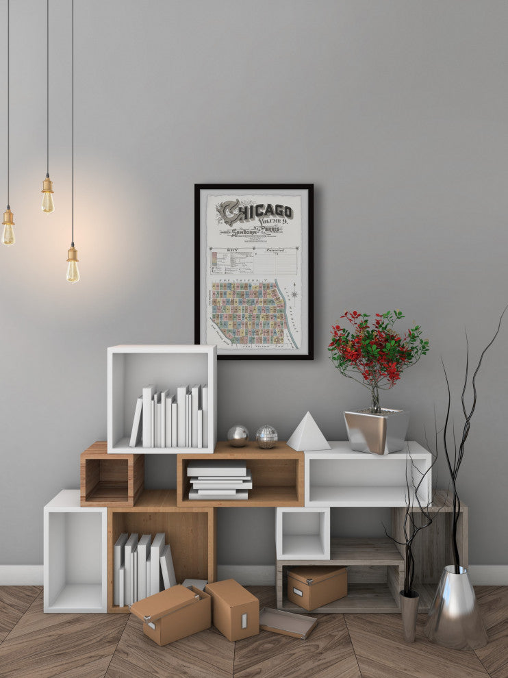 "Chicago Block Map" Framed Painting Print, 12x18