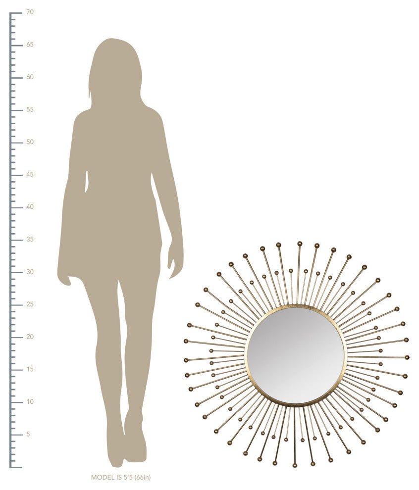 Gold Sunburst Round Wall Mirror