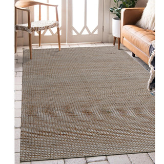 Crest Beige/Natural Rustic Striped Handmade Jute/Wool Blend Area Rug, 10' x 14'