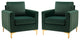Contemporary Style Club Chair With Arms, Set of 2, Green