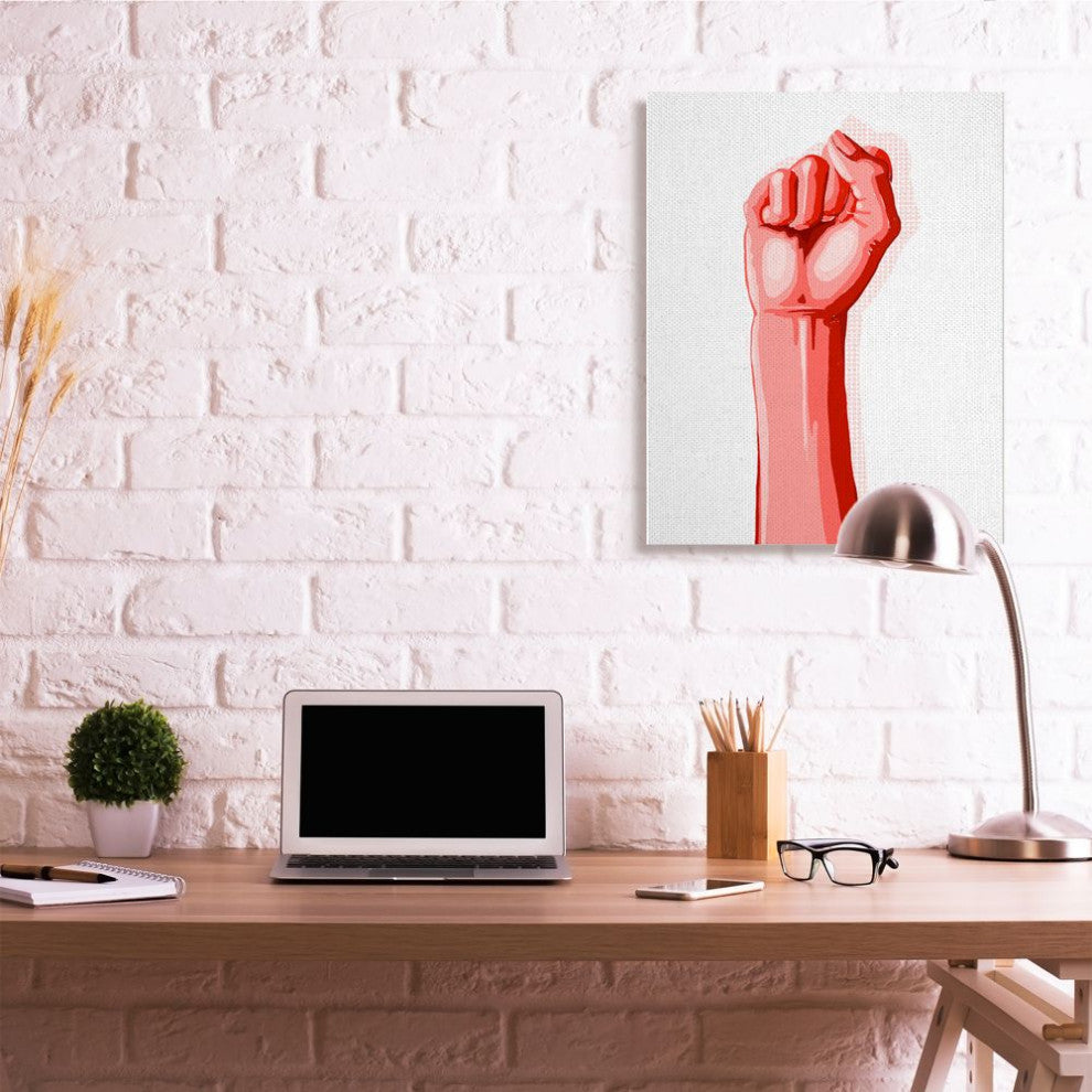 Modern Pop Raised Fist Patterned Shadow Red White ,1pc, each 30 x 40