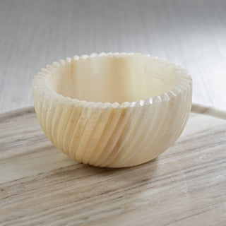 Mulhouse Spiraled Off-White Onyx Marble Serving Bowl