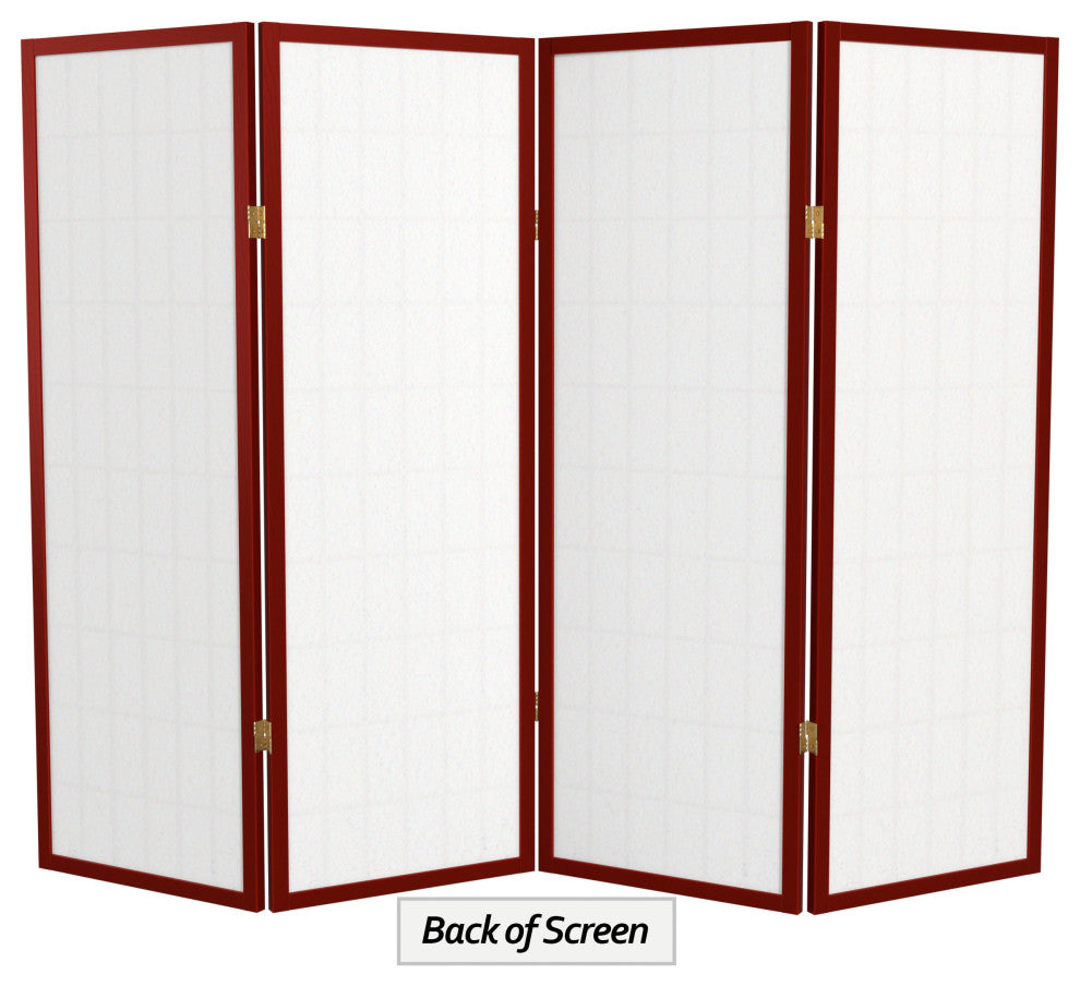 4' Tall Window Pane Shoji Screen, Rosewood, 4 Panels