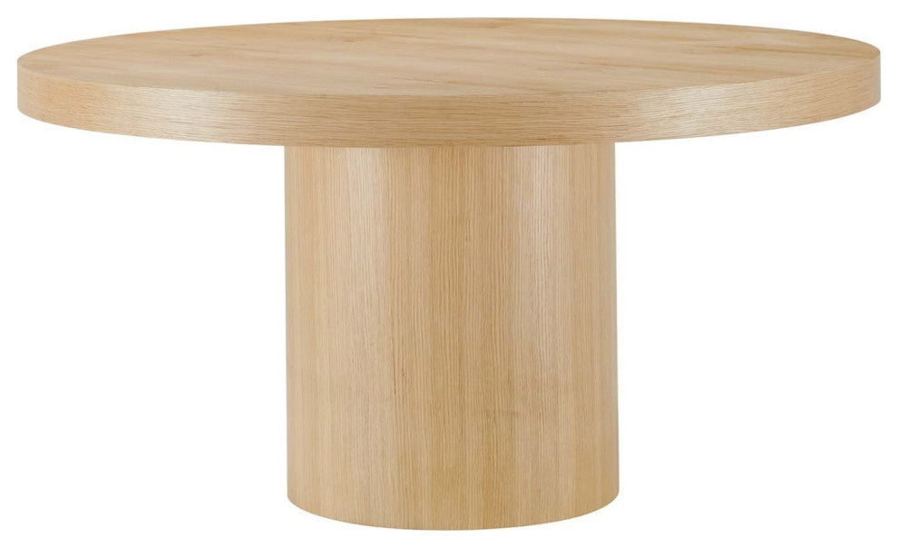 60 Inch Dining Table, Brown Oak, Round