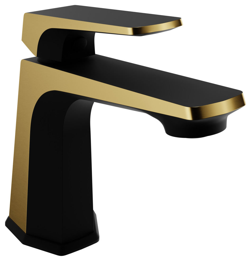 1-Handle Bathroom Faucet, Matte Black and Brushed Gold