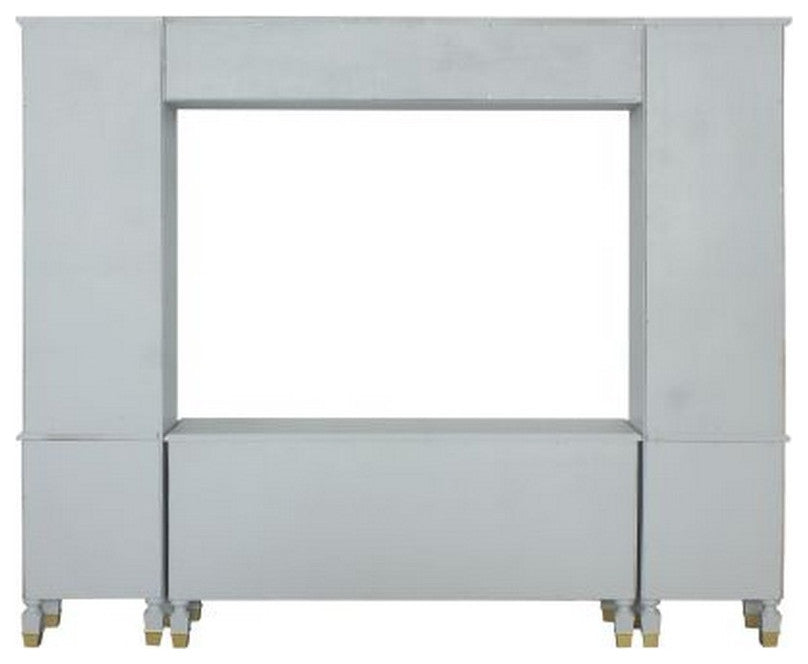 Benzara BM261955 Entertainment Center With Golden Trim Accent/4 Drawers, Gray