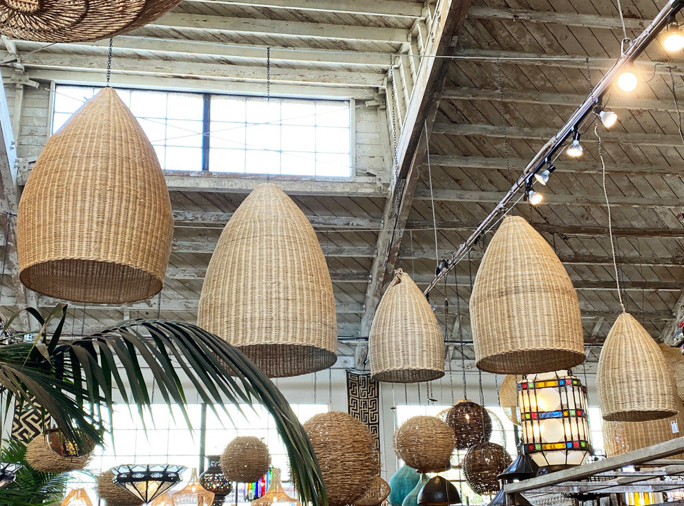 Raw Wicker Pod Lantern Medium